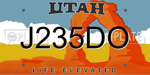 J235DO Utah License Plate