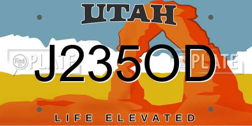 J235OD Utah License Plate