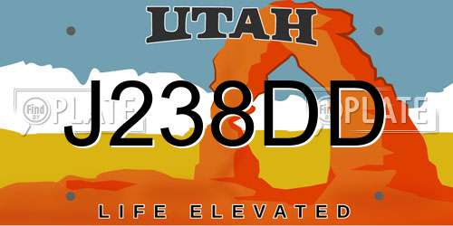 J238DD Utah License Plate