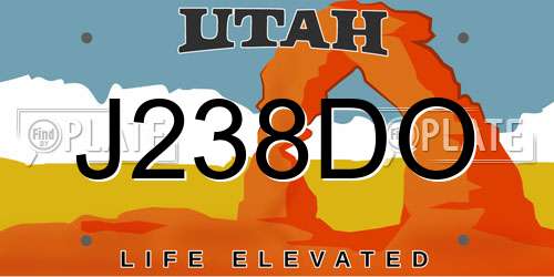 J238DO Utah License Plate