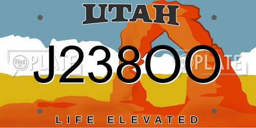 J238OO Utah License Plate