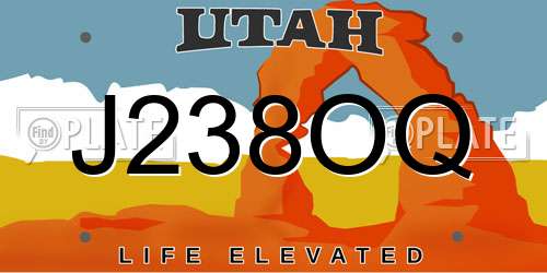 J238OQ Utah License Plate