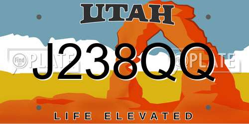 J238QQ Utah License Plate