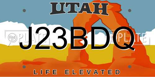 J23BDQ Utah License Plate