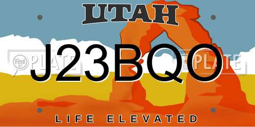 J23BQO Utah License Plate