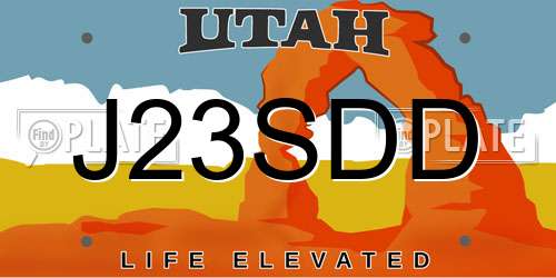 J23SDD Utah License Plate