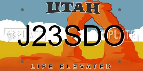 J23SDO Utah License Plate