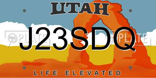 J23SDQ Utah License Plate