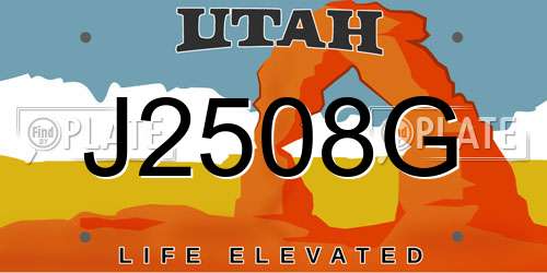 J2508G Utah License Plate