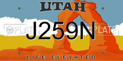 J259N Utah License Plate
