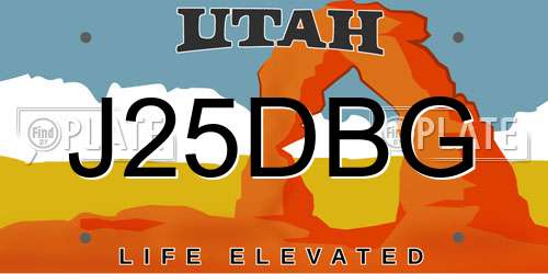 J25DBG Utah License Plate