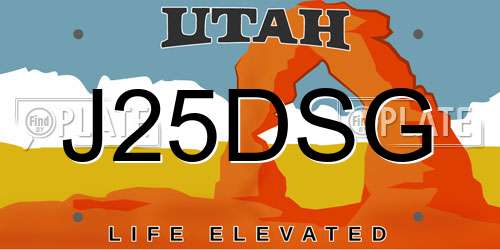 J25DSG Utah License Plate