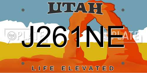 J261NE Utah License Plate
