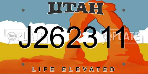 J262311 Utah License Plate