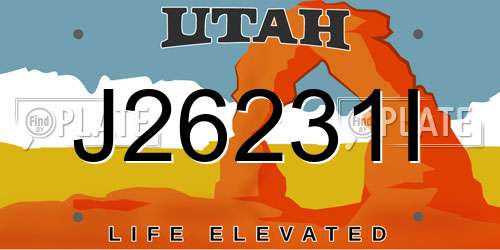 J26231I Utah License Plate