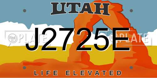 J2725E Utah License Plate