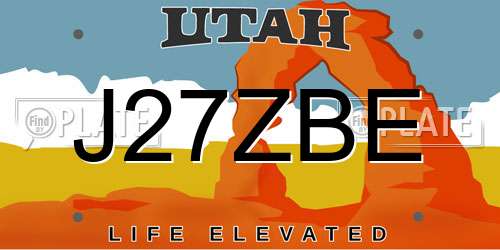 J27ZBE Utah License Plate