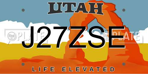 J27ZSE Utah License Plate
