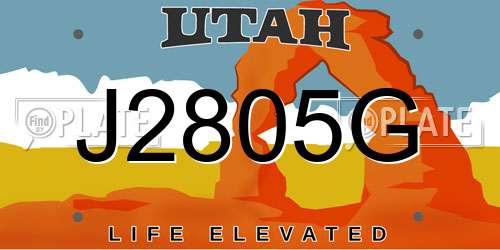 J2805G Utah License Plate