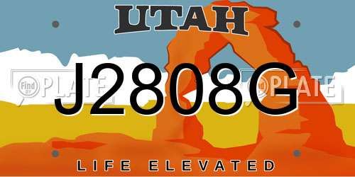 J2808G Utah License Plate