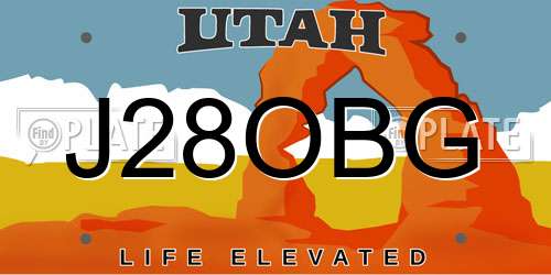 J28OBG Utah License Plate