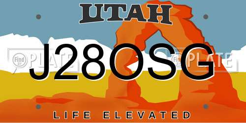 J28OSG Utah License Plate