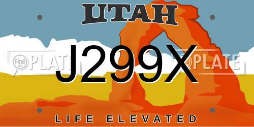 J299X Utah License Plate
