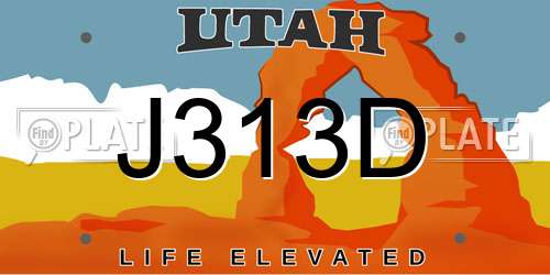 J313D Utah License Plate