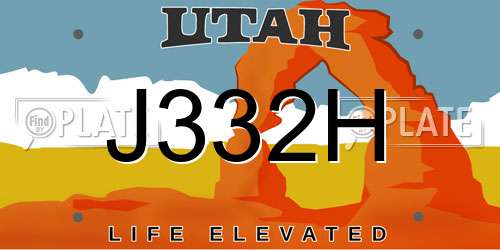 J332H Utah License Plate