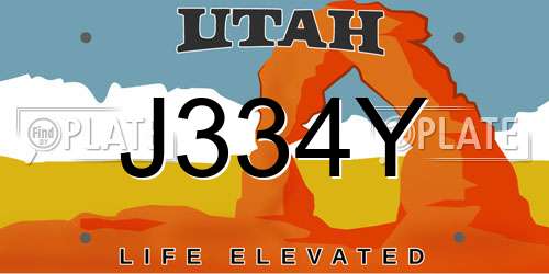 J334Y Utah License Plate