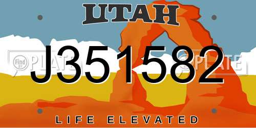 J351582 Utah License Plate
