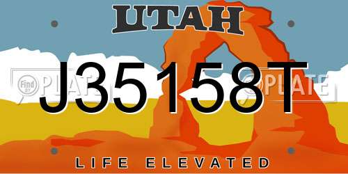 J35158T Utah License Plate