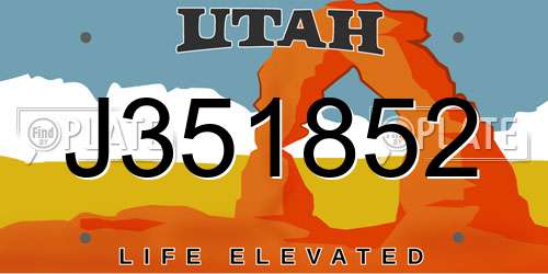 J351852 Utah License Plate