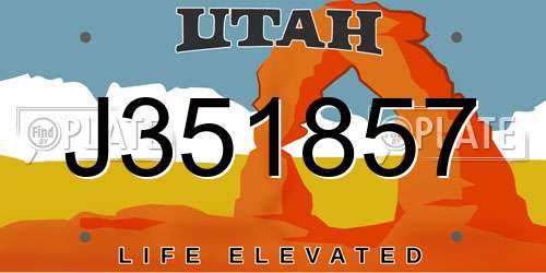 J351857 Utah License Plate