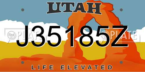 J35185Z Utah License Plate