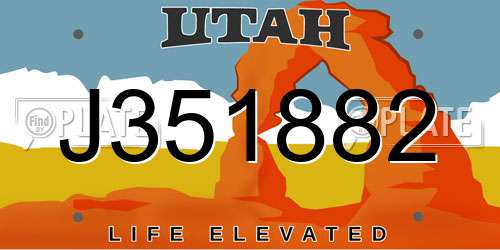 J351882 Utah License Plate