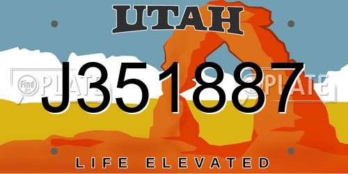 J351887 Utah License Plate