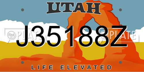 J35188Z Utah License Plate