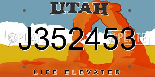 J352453 Utah License Plate