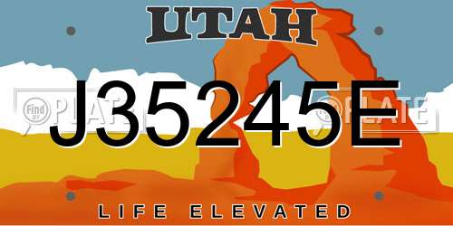 J35245E Utah License Plate