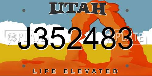 J352483 Utah License Plate