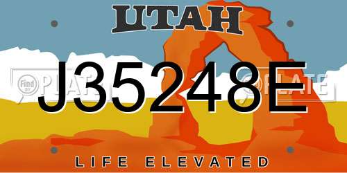 J35248E Utah License Plate