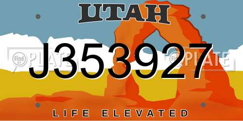 J353927 Utah License Plate