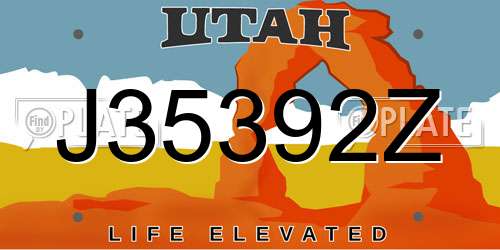 J35392Z Utah License Plate