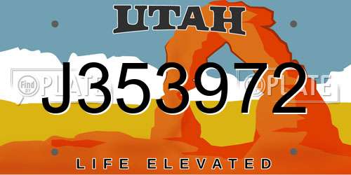 J353972 Utah License Plate