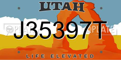 J35397T Utah License Plate