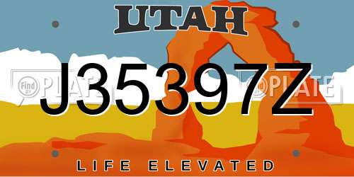 J35397Z Utah License Plate