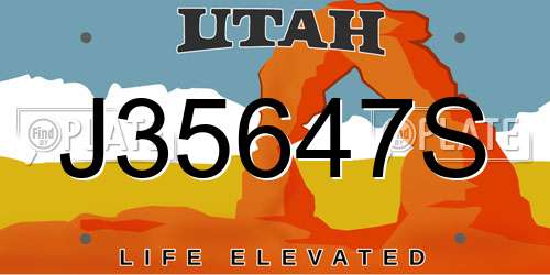 J35647S Utah License Plate