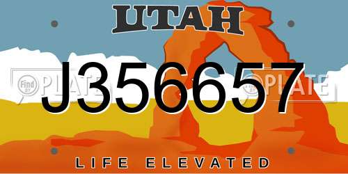 J356657 Utah License Plate