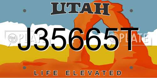 J35665T Utah License Plate